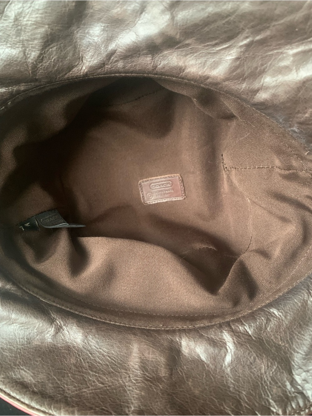 Coach Burgundy Leather Bucket Hat with Brown Trim - Picture 4 of 5